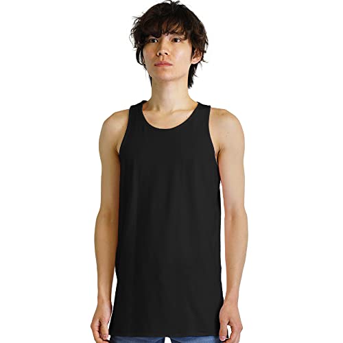 [SWANUNION] タンクトップ メンズ 無地 ブラック ロング丈 すそ角 U首 XS トップス 男性 インナー 細身 タイト f550-xs-vaの商品画像（Amazon）