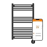 TCP Smart Modern Black Ladder Style Towel Rail Radiator 500W App Control Works with Alexa, Google Home & Siri Shortcuts, WiFi, IP24 Bathroom, Towel Warmer, Screen, Timer & Smart Schedules 500 x 850mm