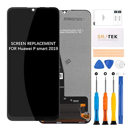 För Huawei P SMART 2019 Pot-LX1 POT-LX2J Pot-LX3 POT-LX1RUA POT-LX1AF LCD-skärmbyte digitizer glasmonteringssatser, gratis härdad film, lim och verktyg svart.