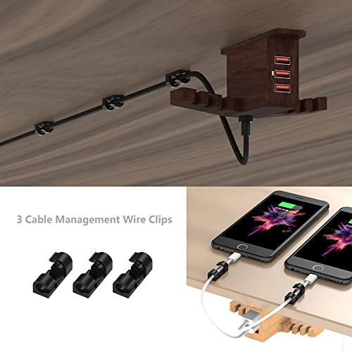 Walnut Wood Headphone Stand With Usb Charger Cozoo Under Desk Headset Holder Mount With 3 Port Usb Charging Station And Iwatch Stand Smart Watch Charging Dock Dual Earphone Hanger Hook,Ul Tested #TOP3