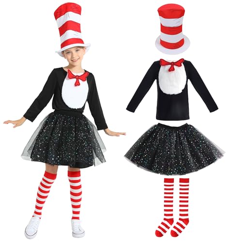 Sincere Party Girls Cat Costume Set Cat Role Play Book Week Celebration Dress Up Costume for Girls 6-8 years