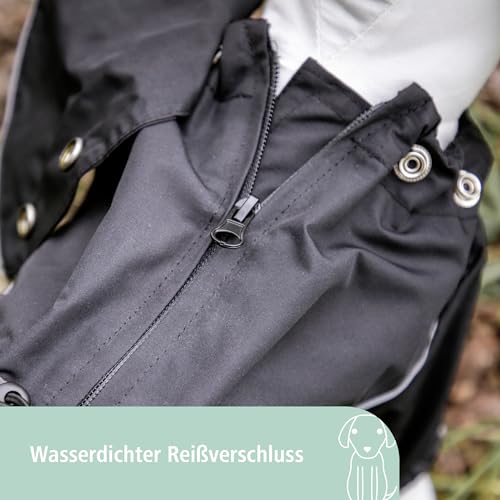 Kerbl Pet Regenmantel Manchester, Hundejacke, Hundemantel, schwarz, 60cm, Polyester, Hunde, mit Beinschutz