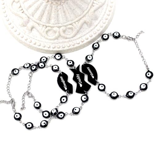 Image of Uloveido 3 Pcs Black Devil's Eye Adjustable Bracelet, Heart Shaped Puzzle Stainless Steel Bracelet, Christmas and Thanksgiving Gifts for Friends and Family Y4292-dian