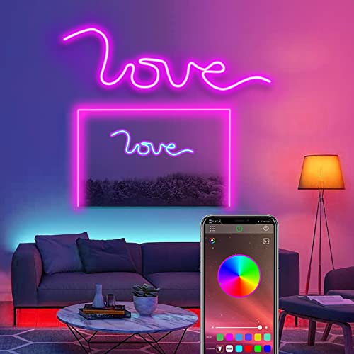 L8star Neon Lights, 50ft/15m LED Neon Rope Lights with Remote APP Control IP65 Waterproof Flexible Neon LED Strip Lights 24V RGB LED Neon Lights for Bedroom Indoors Outdoors Decor