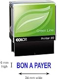 Tampon auto-encreur Bon A Payer - Fabriqué en plastique recyclé - Commandez avant midi pour l'expédition le jour même - Colop Greenline 20 (encre bleue)
