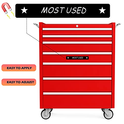 Image of Tenare Magnetic Tool Box Labels, 66 Pcs Toolbox Drawer Labels for Steel Chests, 4.5 x 0.75 Inch Organizer Magnets for Cabinets and Garage Storage(Black)
