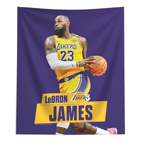 Northwest NBA Los Angeles Lakers Lebron James Printed Wall Hanging Tapestry, 34 x 40 in, Woven Polyester Fabric, Decorative Fan Art for Bedroom Office Living Room