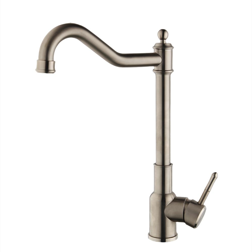Mitigeur d'eau chaude et froide au design brossé, robinet de cuisine rotatif haut de gamme