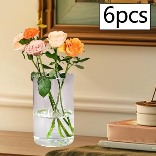 Jarrones de vidrio cilíndricos para decoración floral de bodas y centros de mesa interiores 5