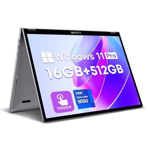CHUWI MiniBook X 2-in-1 Laptop 10.51', 16GB LPDDR5 512GB SSD, Intel N150 (up to 3.6GHz), Windows 11 Pro Mini Laptop with Office, FHD IPS 2K Touchscreen, Backlit Keyboard, WiFi 6, BT5.2