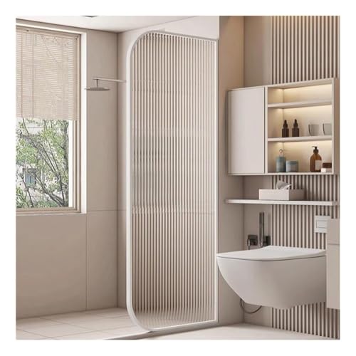 Paroi de douche cannelée pour pièce humide, séparateur de salle de douche élégant, panneau en verre facile à nettoyer pour la maison, le bureau et le salon, blanc, 60 x 120 cm, design moderne