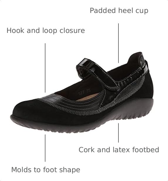 Image of NAOT Footwear Women's Kirei Maryjane with Cork Footbed and Arch Comfort and Support - Lightweight and Perfect for Travel- Removable Footbed