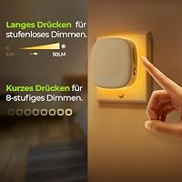 AUVON Nachtlicht Steckdose mit Bewegungssensor und Dämmerungssensor, 2 Stück Warmweißes LED hinterleuchtete Nachtlicht mit 1-50 lm, Helligkeit Einstellbar für Flur, Treppe, Schlafzimmer (Bernstein) – Ansicht 4
