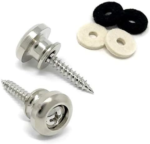 Guitar Strap Buttons Nickel Modern Style for Guitar and Bass (2) with Screws and Felt Washers Universal Fit for Ibanez, ESP, Jackson and more SB75-NKL image 5