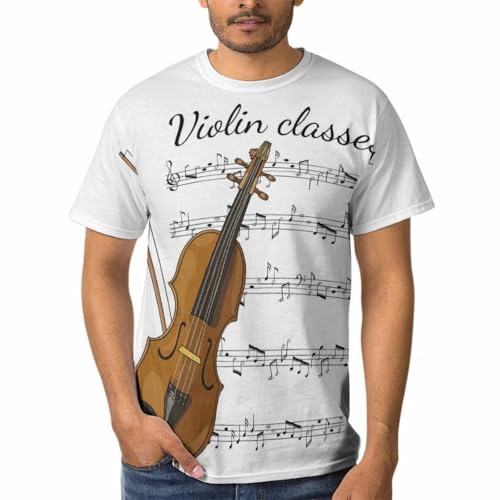 Violon T-Shirt Homme Col Rond de Qualité Supérieure avec Finitions Rapprochées et Durables
