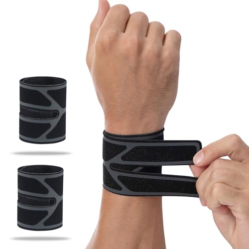 Image of 2 Pack Wrist Brace for Right & Left Hand, Ultra-Thin Compression Wrist Band Adjustable Wrist Wrap for Tendonitis, Arthritis, Weightlifting, Sports