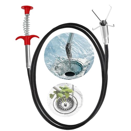 SHUCHUANG Drain Snake,61 inch Flexible Grabber Claw Pick Up Reacher Tool,Drain Clog Remover - Gutter Cleaning Tools for Home Sink, Bathroom Tub,Drain, Toilet, Tight Spaces