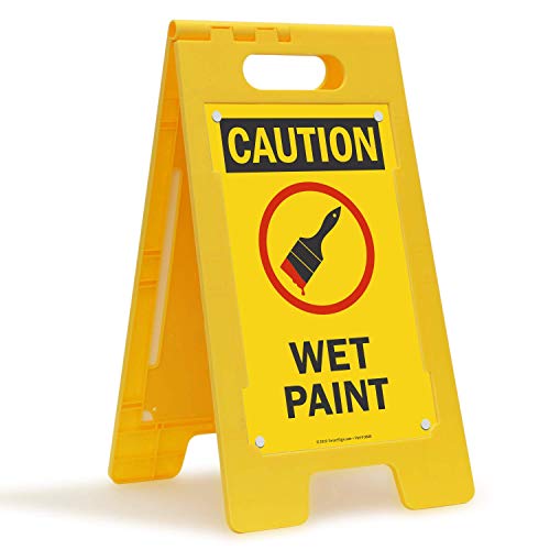 One-Day Sale: Up to 50% Off SmartSign "Caution - Wet Paint" Folding Floor Sign  25" x 12" Plastic
