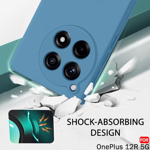 Image of TheGiftKart Liquid Silicone Back Cover Case for OnePlus 12R 5G | Soft Micro-Fibre Lining Inside | Camera Protection Bump | Shockproof Back Case Cover for OnePlus 12R 5G (Silicone, Blue)