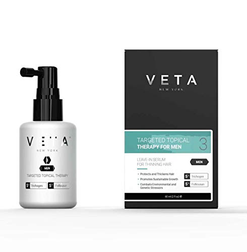 Veta  Mens Targeted Topical Therapy  Hair Loss Treatment  Drug-Free Hair Loss  Restores Natural Hair Growth Cycles  5% Trichogen and 5% Follicusan  Fast Acting Hair Loss Treatment  2 fl. oz.
