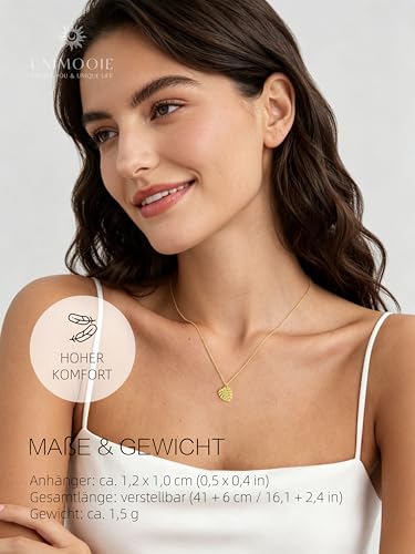 Collier en titane doré pendentif feuille de monstera étanche - 4