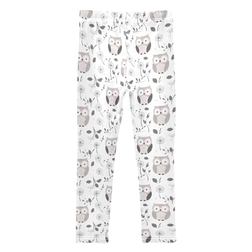 Girls Leggings Soft Toddler Ankle Length Bottoms Cute Owl Kids Dance Yoga Pants 4-10 Years2