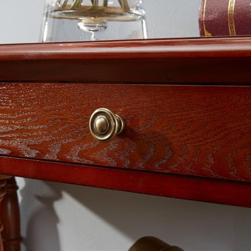 Mesa consola de madera maciza para entrada con cajones y estante semicircular para pasillo 7
