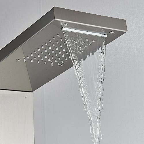 Columna de Ducha Torre Resistente al Agua con Chorro Lluvia y Cascada, 5 Funciones de Masaje, Boquilla de Acero Inoxidable miniatura 7