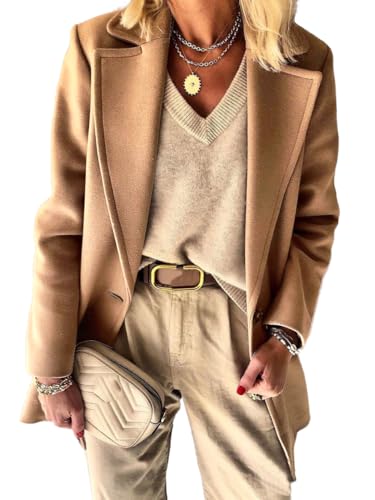IDEALSANXUN Damen-Blazer aus Wolle, für Herbst und Winter,...