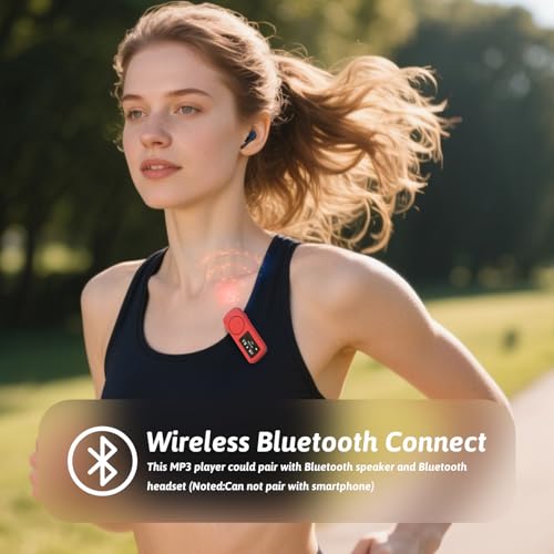 Image of 64GB Sport Clip on MP3 Player with Bluetooth- Superlight Mini MP3 Player with FM Radio,Recorder, MicroSD Support, Shuffle Playback for Running, Cycling, Hiking, Climbing and Yoga