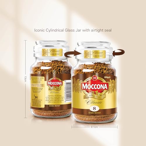 Image of Moccona Classic Dark Roast Instant Coffee 100g | Imported Coffee | Premium Arabica & Robusta Blend | Freeze-Dried | Bold & Strong Flavor (Pack of 2)