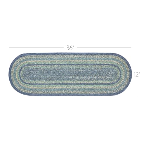 VHC-Brands-Jolie-Farmhouse-12×36-Table-Runner-Blue-Textured-Jute-Striped-Oval-Kitchen-Table-Decor VHC Brands Jolie Farmhouse 12×36 Table Runner Blue Textured Jute Striped Oval Kitchen Table Decor