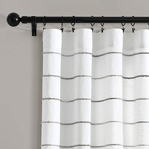 Lush Decor Ombre Stripe Yarn Dyed Cotton Window Curtains Panel Pair, 40"W X 84"L, Gray #TOP3