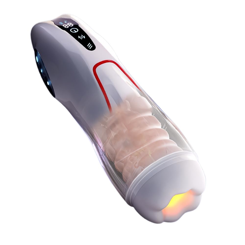 Elektrischer Masturbator für Männer mit 9 Vibrationen und 9 Teleskopmodi, Heizfunktion und LED Touchscreen, Masturbator Elektrisch aus TPE für Realistische Penismassage