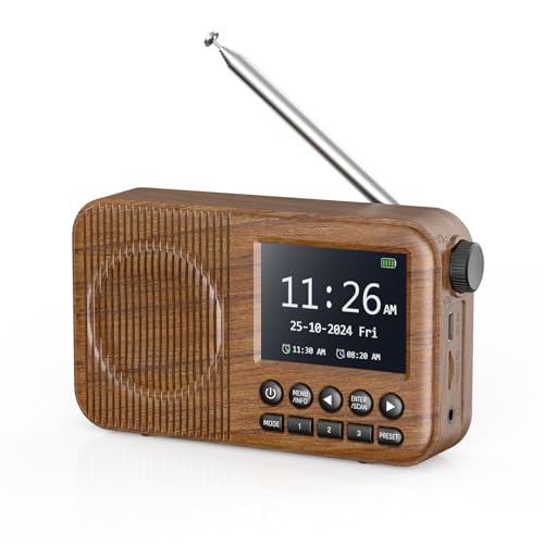 Arafuna Radio Dab Recargable con Pantalla LCD 2.4" y Despertador Doble