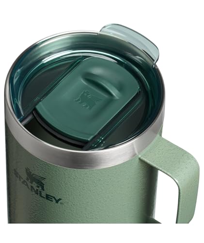 Image of STANLEY Everyday Camp Mug 24oz | Drink Through Lid | Cup for Coffee, Tea and Drinks | Insulated Stainless Steel Coffee Mug | BPA-Free | Hammertone Green