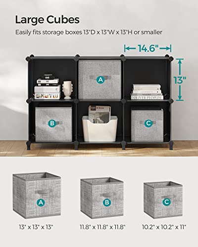 Image of SONGMICS 6 Cube Storage Organizer, Modular Bookshelf, Plastic Shelves | DIY Closet Organizers and Storage, with Feet and Rubber Mallet, Black, ULPC206B01