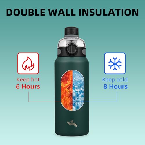 Image of Konokyo 32 oz Insulated Stainless Steel Water Bottle with Straw Lid