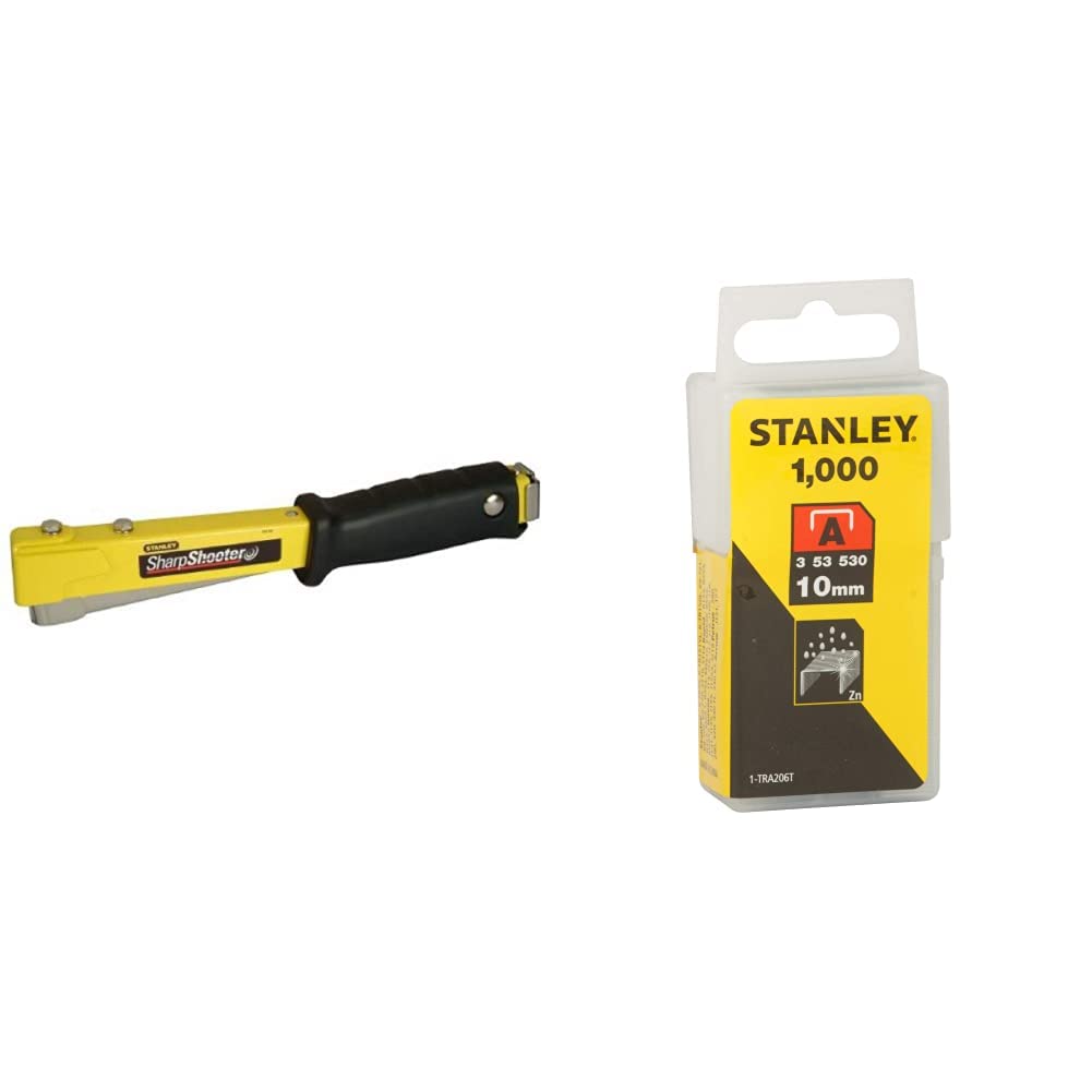 Stanley 6-Pht150 marteau Agrafeur Ht150C pour Agrafes de Type G - Utilisation Courante - Poids de Frappe optimal - Construction Robuste en métal & Agrafe 10 mm Type A Boîte 1000 pièces