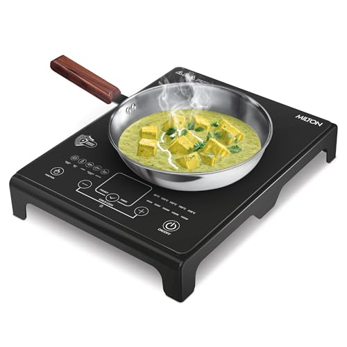 Image of Milton Elio Elite 16.0 Portable Induction Cooktop | Child Lock, LED Display Panel 5KV Surge Protection, Timer & Preset Menu Functions, 1600 W Feather Touch, Fast Cooking 3-Year Warranty on Coil