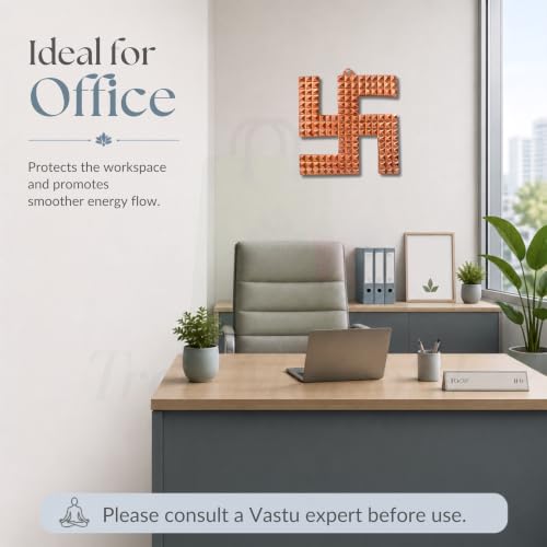 Image of TREE MAISON CORONATING HOMES Copper Swastik (卐) Sathiya Wall Hanging Yantra | 4 Inches | Vastu Door Hanging for Good Luck & Auspicious Energy | Decorative Home Decor Symbol for Positive Vibes