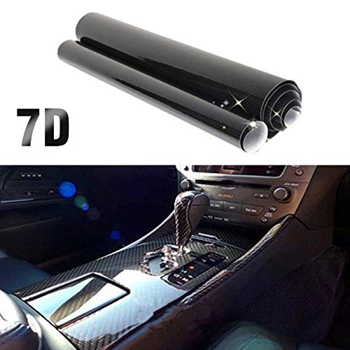 Preisvergleich Produktbild Aebitsry 60 x 152cm 7D Auto Folie Black Carbon Faser Vinyl Wrap Film, Wasserdichter flexibel Auto Shutz Folie für Auto, Motorrad, Laptops, Handys, PC-Gehäusen