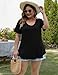 MONNURO Plus Size Tops for Women Casual V Neck Summer Short Sleeve T Shirts with Pocket(Black,6X)