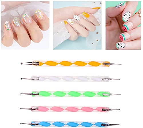ikis 5PCS Nail Dotting Pen Marbleizing Dotting Painting Pen Polish Carving Tool,Paint Manicure Dot Nail Art Set - Multi-Colored - Image 6