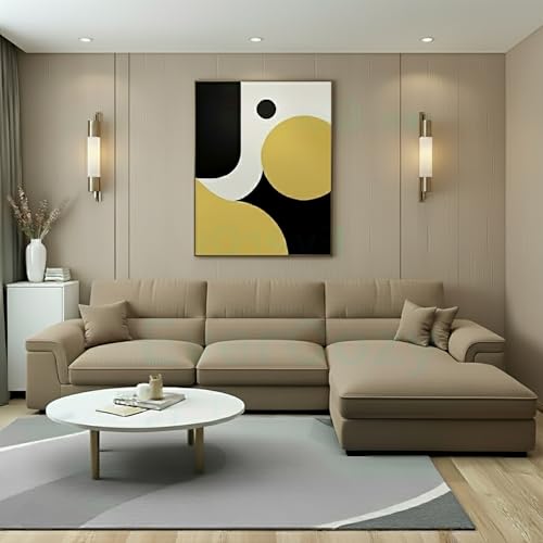 Image of Italino 4 Seater Luxurious L Shape Fabric Sofa Set (Right Side Lounger, Beige) | 3 to 4 Person Wooden Corner Sofa Couch for Living Room Bedroom Home Hall Furniture