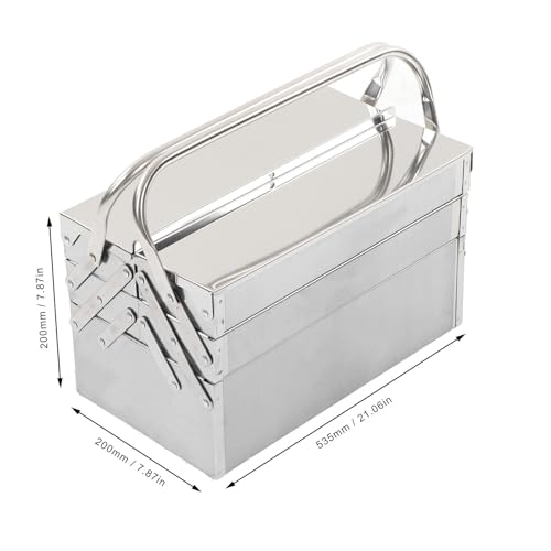 Fold Out Tool Box, 3 Layers 5 Tray Portable Tool Box Metal Cantilever Tool Box, Stainless Steel Multifunctional Cantilever Folding Storage Box for Workshops, Repair Shops - Image 2