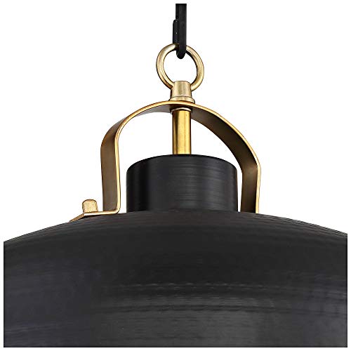 Possini Euro Design Camden Black Warm Brass Hanging Pendant Lighting 15 3/4" Wide Farmhouse Industrial Rustic Dome Shade For Dining Room Living House Home Foyer Kitchen Island Entryway Bedroom #TOP4