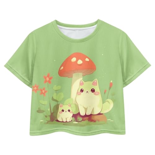 Image of Girls Fashion Crewneck Tee Shirts Casual Short Sleeve Crop Top Summer Outfits 5-14 Years Old