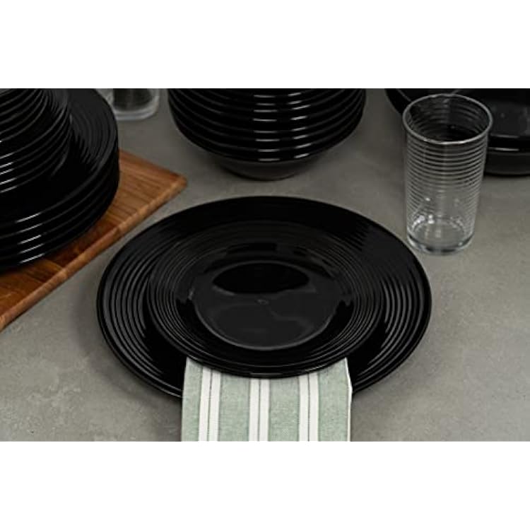 10 Strawberry Street Nova Black Round 62-Piece Dinnerware Set, Service for 6