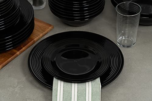 10 Strawberry Street Nova Black Round 62-Piece Dinnerware Set, Service For 6 #TOP2